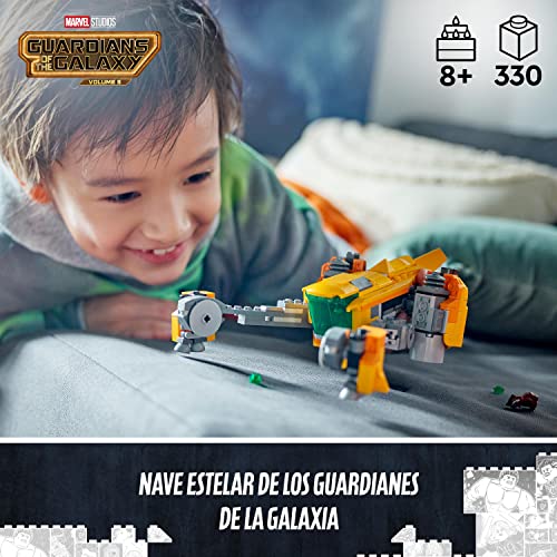 LEGO 76254 Marvel Nave de Baby Rocket, Juguete Guardianes de la Galaxia 3 para Construir, Nave Espacial para Niños, Mini Figuras de Mapache Superhéroe