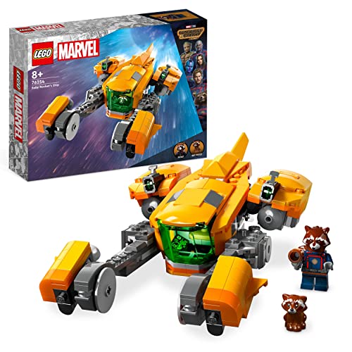 LEGO 76254 Marvel Nave de Baby Rocket, Juguete Guardianes de la Galaxia 3 para Construir, Nave Espacial para Niños, Mini Figuras de Mapache Superhéroe
