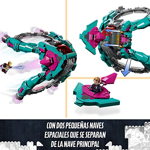 LEGO 76255 Marvel Nave de los Nuevos Guardianes de la Galaxia 3, Mini Figuras de Superhéroes, Mantis, Drax, Star-Lord y Más, Nave Espacial para Construir