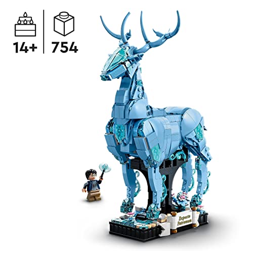 LEGO 76414 Harry Potter Expecto Patronum, Set 2-en-1 Figuras Animales de un Ciervo y un Lobo, Decoración Accesoria para Dormitorio, Regalos Mágicos Coleccionables para Adolescentes y Adultos