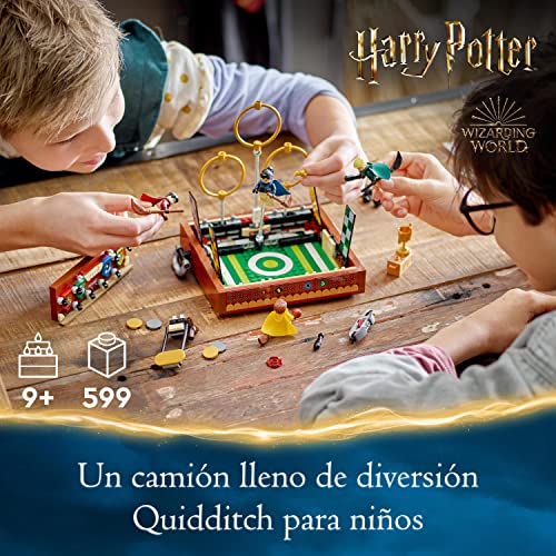 LEGO 76416 Harry Potter Baúl Quidditch Set de Juego para 1 o 2 Jugadores con Minifiguras Personalizables de Draco Malfoy, Cedric Diggory, Cho Chang y Golden Snitch, Juguete de Viaje para Niños y Niñas