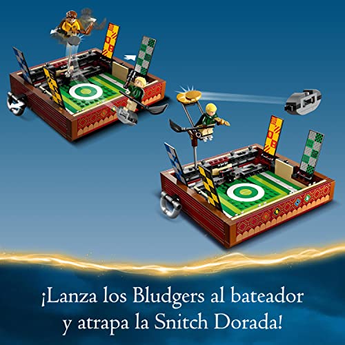 LEGO 76416 Harry Potter Baúl Quidditch Set de Juego para 1 o 2 Jugadores con Minifiguras Personalizables de Draco Malfoy, Cedric Diggory, Cho Chang y Golden Snitch, Juguete de Viaje para Niños y Niñas