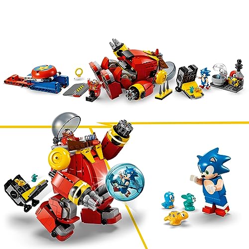 LEGO 76993 Sonic The Hedgehog Sonic vs. Death Egg del Dr. Eggman, Robot de Juguete con Esfera de Velocidad, Lanzador de Sonic y 6 Figuras de Personajes, Regalo para Niños y Niñas