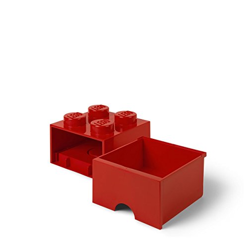 LEGO Brick with 1 Drawer With 4 Knobs, in Red