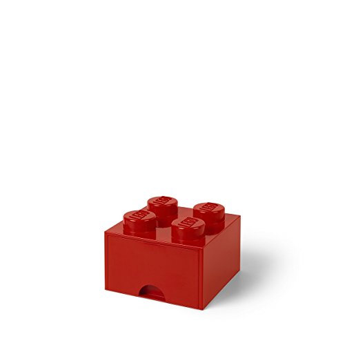 LEGO Brick with 1 Drawer With 4 Knobs, in Red