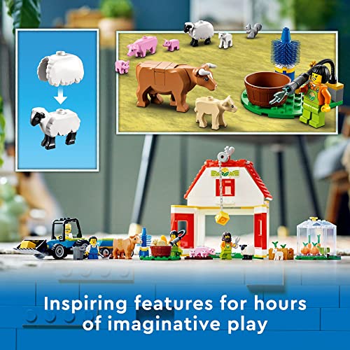 LEGO City Barn & Farm Animals 60346 Juego de construcción; juego de granja de juguetes rico en características para niños a partir de 4 años (230 piezas)