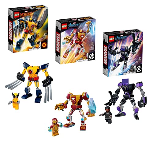 Lego Marvel Super Heroes – Wolverine Mech (76202) + Iron Man Mech (76203) + Black Panther Mech (76204) – 3 unidades