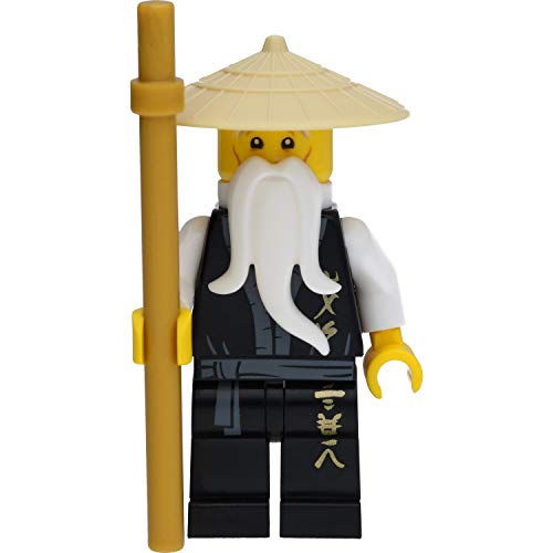 LEGO Ninjago - Minifigura de Sensei Wu (Legacy) en túnica Negra con Palo Dorado