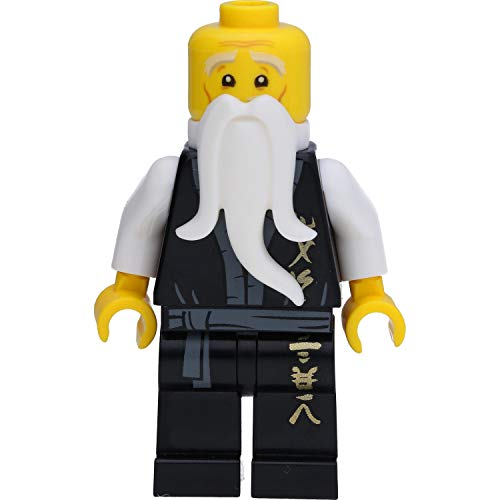 LEGO Ninjago - Minifigura de Sensei Wu (Legacy) en túnica Negra con Palo Dorado