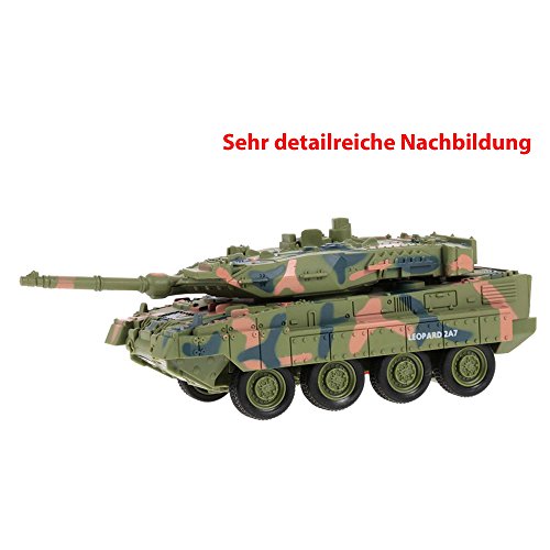 Leopard 2A7 alemán - Mini Tanque teledirigido RC con batería integrada, vehículo de Combate de Tanque teledirigible en Todas Las direcciones, Juego Completo Incl. Mando a Distancia