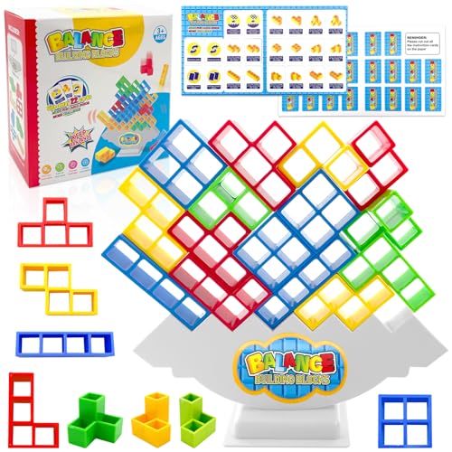 Lets Joy 48 Piezas Tetra Tower Balance Blocks, Tetra Tower Balance Game, Tetris Balance Toys, Tetra Tower Juego para Niños, Bloques de Tetris, Tetra Tower Game para Niños, Juegos Apilables para Niños