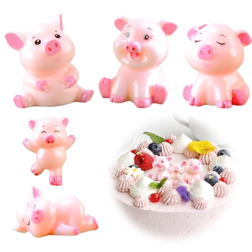 LETTERASHQP Figuras de cerdito de la suerte, decoraciones de pastel de cerdo, cerdo de la suerte, cerdo de la suerte para manualidades, decoración de pasteles, decoración de jardín de hadas,