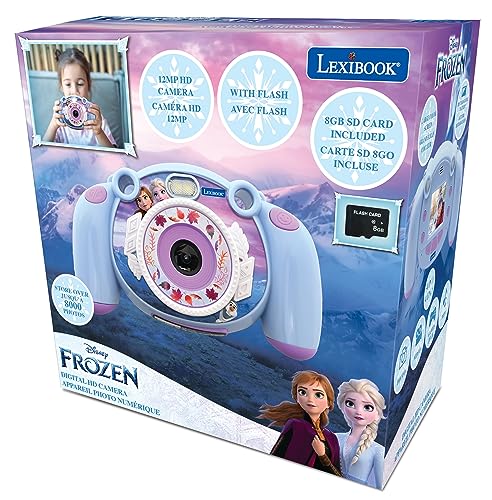 Lexibook Frozen-Cámara Infantil Digital, función Foto y vídeo, Juegos, Color Azul/púrpura