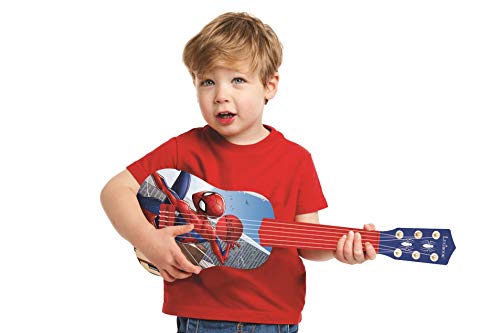 LEXIBOOK- Marvel Spiderman-Mi Primera Guitarra, 53 cm, 6 Cuerdas de Nailon, Instrumento Infantil, a Partir de 3 años K Spider-Man Peter Parker Nylon, guía incluida, Azul/Rojo, Color