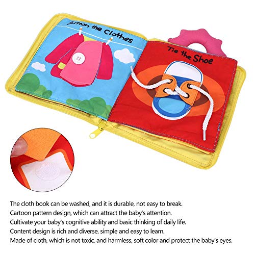 Libro de tela para bebés, nuevo libro de tela de dibujos animados Seguro no tóxico Libro de tela mordida suave Juguete de educación temprana (Libro de tela de cremallera de dibujos animados)