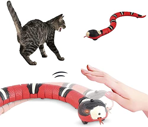 LILOVE Juguete interactivo, juguete para gato recargable, Smart Sensing Toys de Gato, Electrónico Automático Juego de Gato De Serpiente Electrónico Automático USB Toys Chaton para Animales de Compañía
