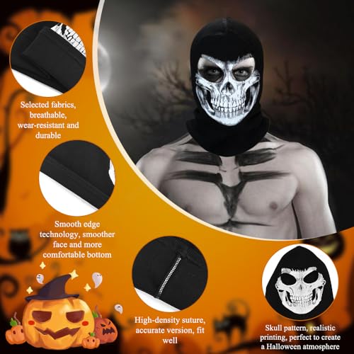 LIMITADA Set de Máscara de Cara de Calavera de Halloween Máscara Esqueleto Máscara de Fantasma de Calavera con 1 Par de Guantes para Halloween Disfraz de Cosplay Ciclismo Deportes al Aire Libre