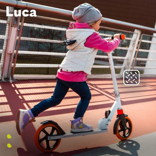 lionelo Luca Patinete Urbano XXL hasta 100 kg, Scooter para niños, Grandes Ruedas 200 mm ShockResist Amortiguador, Volante Ajustable Altura, Freno Plegable (Negro)