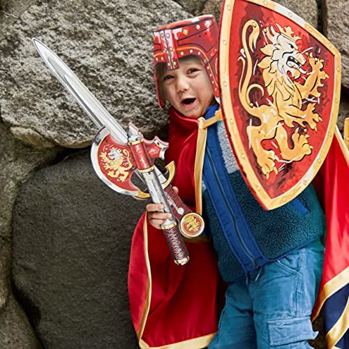 Liontouch - Casco Noble Caballero, Rojo | Juguete Medieval de Simulación en Espuma con Tema de León Dorado | Armadura de Batalla para Disfraces y Vestimenta para Niños y Pequeños