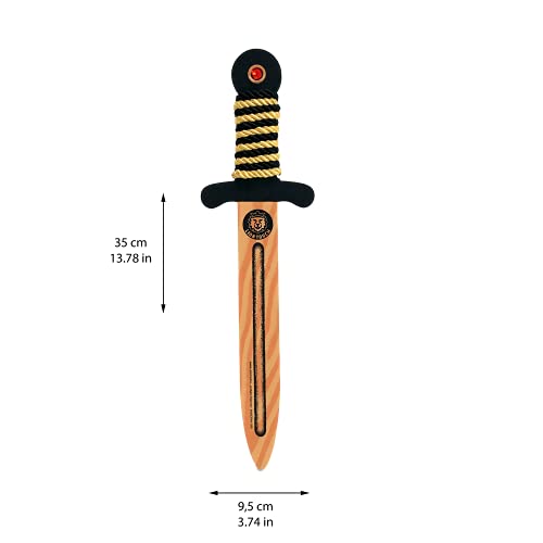 Liontouch - Espada WoodyLion, Oro y Negro – Pequeña | Juguete de Espuma con Aspecto de Madera para Juego de rol en el Bosque | Armas y Armaduras Seguras y Flexibles para Disfraces y Trajes para Niños