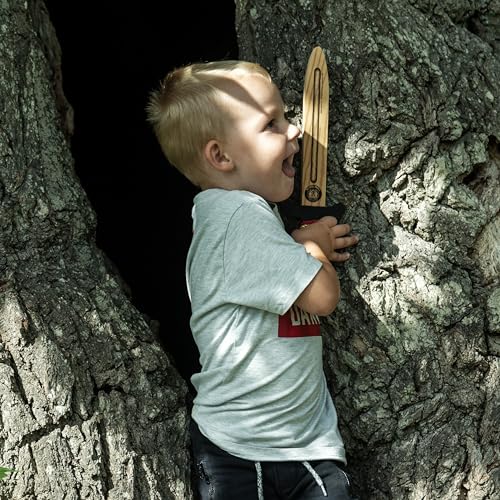 Liontouch - Espada WoodyLion, Oro y Negro – Pequeña | Juguete de Espuma con Aspecto de Madera para Juego de rol en el Bosque | Armas y Armaduras Seguras y Flexibles para Disfraces y Trajes para Niños
