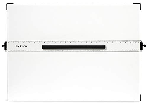 Liquidraw Tablero de dibujo A2, movimiento paralelo, modelo de mesa con 5 ángulos de trabajo ajustables, incluye clips de tablero de dibujo y juego cuadrado, TTM02, blanco