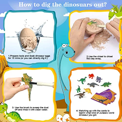 LiRiQi Huevos de Dinosaurio de Kit de Excavación, Descubre 12 Jurassic Dinosaurios Diferentes, Fiesta de Pascua de Juguete Stem Juguetes Educativos para Niños de 6+ Años Regalo de Niños Niñas