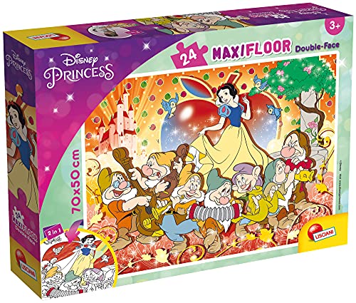 Liscianigiochi Puzzle Maxi Floor para niños de 24 piezas 2 en 1, Doble Cara con reverso para colorear - Disney Blancanieves 86627