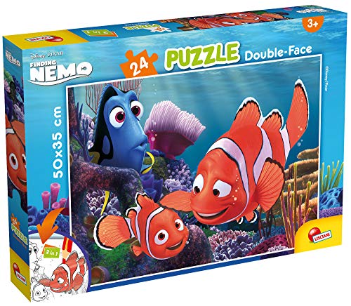 Liscianigiochi Puzzle para niños de 24 piezas 2 en 1, Doble Cara con reverso para colorear - Disney Nemo 86481