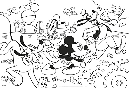 Liscianigiochi Puzzle para niños de 250 piezas 2 en 1, Doble Cara con reverso para colorear - Disney Mickey Mouse En La Playa 48113