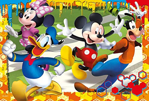 Liscianigiochi Puzzle para niños de 250 piezas 2 en 1, Doble Cara con reverso para colorear - Disney Mickey Mouse En La Playa 48113
