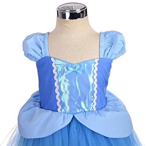Lito Angels Disfraz de Princesa Cenicienta Vestido Tul para Niñas Pequeñas Talla 2-3 años, Azul