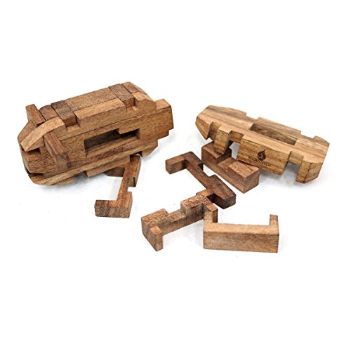 Little Pig: rompecabezas de madera 3D hecho a mano y orgánico para adultos de SiamMandalay con caja de regalo SM gratis (foto)