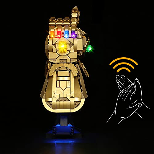 LocoLee Juego de luces LED para Lego Marvel Infinity Gauntlet, kit de iluminación de decoración para Lego 76191 Building Blocks Model, juego de luces de versión de control de voz para Thanos Hand