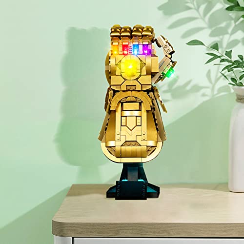 LocoLee Juego de luces LED para Lego Marvel Infinity Gauntlet, kit de iluminación de decoración para Lego 76191 Building Blocks Model, juego de luces de versión de control de voz para Thanos Hand