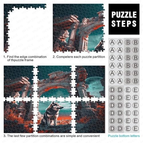 Lone Wolf Puzzle 500 Piezas Animal para Adultos Juego De Rompecabezas Educational Game Decoración Cumpleaños Stress Relief 500pcs (52x38cm)