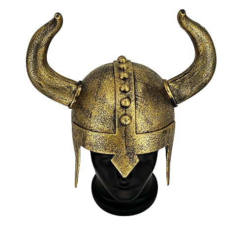 LOOYAR Casco vikingo medieval de edad medieval de edad vikinga, casco vikingo, berserker soldado guerrero, sombrero para juego de batalla, Halloween, cosplay bronce
