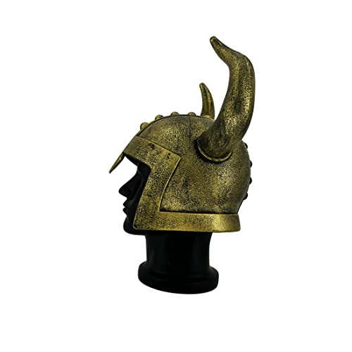 LOOYAR Casco vikingo medieval de edad medieval de edad vikinga, casco vikingo, berserker soldado guerrero, sombrero para juego de batalla, Halloween, cosplay bronce