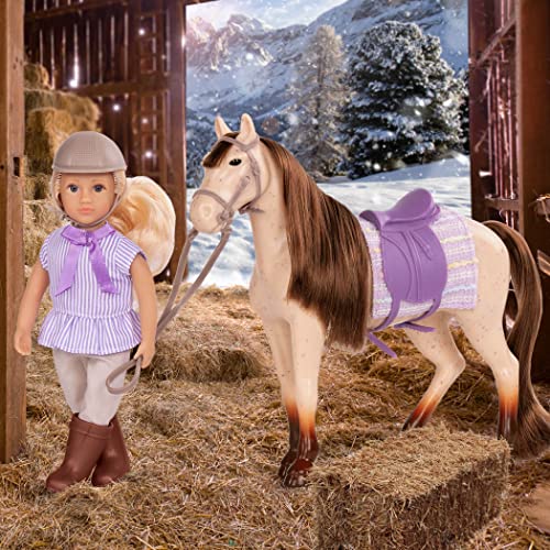 Lori Mini Juguete – Muñeca de 6 Pulgadas American Quarter Horse – Set con Ropa, Caballo y Accesorios – Juego para niños – 3 años + – Marjorie & Maple (Branford Ltd. LO31217Z)