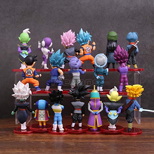 LOTE de 18 figuras de Dragon Ball DBZ DBS DB GT PVC personajes de Goku Vegeta Zamasu Trunks Zeno Goku Black Gohan Zamas 5-9 cm aprox tamaño figuras