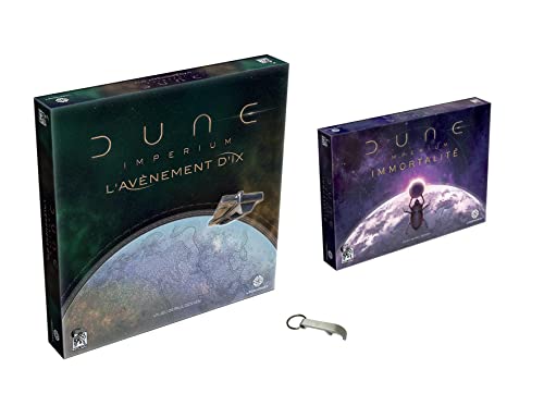 Lote de 2 extensiones de Dune Imperium: el advenimiento de IX + inmortalidad versión francesa + 1 abrebotellas Blumie (Dune 2 extensiones)