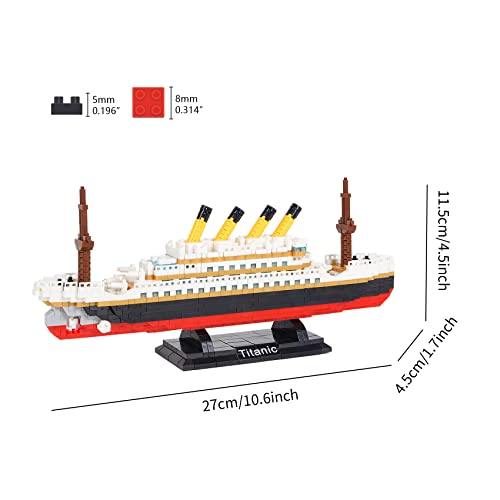 LULUFUN Juegos de Bloques de construcción Modelo de Barco Titanic, Conjuntos de Mini Bloques de construcción de Barcos de fama Mundial, Juguetes educativos, Regalos para niños y Adultos 1280 Piezas
