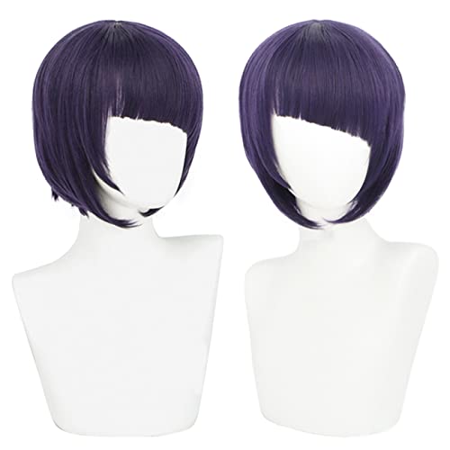 Lwiuentx MHA Cosplay Jirou Kyouka Peluca corta negra violeta+ gorro de peluca gratis
