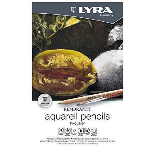 LYRA Rembrandt Aquarell, Lápices de Colores Acuarelables para Bellas Artes, hexagonal, Estuche de Metal, colores surtidos, 12 unidades