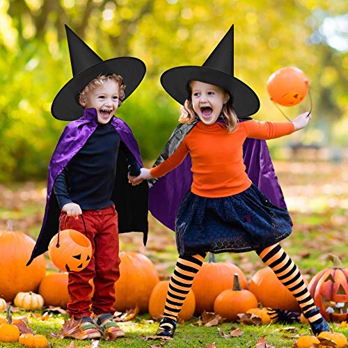 LYTIVAGEN Brujas Cape y Sombrero Disfraz Bruja para Niños Capa y Sombrero de Bruja para Halloween, Navidad, Fiesta de Cosplay, Fiesta de Disfraces (Púrpura/Negro)