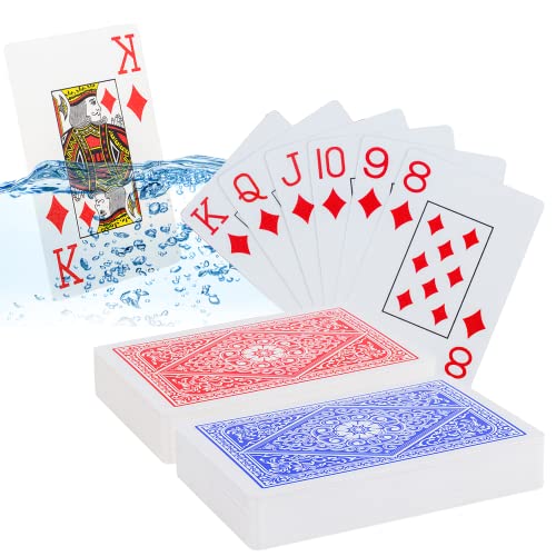 MageJoy Cartas de Juego - 2 Barajas de Poker Premium de Plástico Impermeable para Bridge, Skat y Trucos de Magia