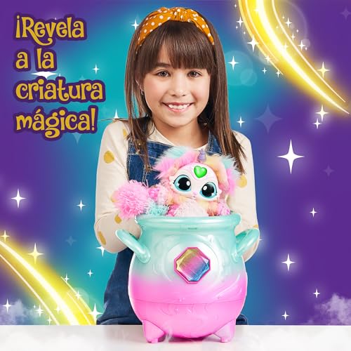 Magic Mixies - Caldero Mágico Rainbow Juguete Interactivo de Magia, con caldero de pócimas, Luces Efectos y Sonidos, muñeco con Muchos Accesorios como una Varita