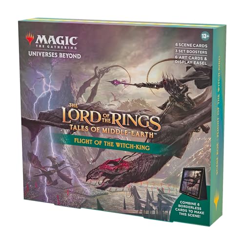 Magic: The Gathering The Lord of The Rings: Tales of Middle-Earth Scene Box - Flight of The Witch-King (6 Scene Cards, 6 Art Cards, 3 Set Boosters + Display Easel)