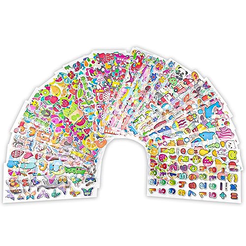 Magrimaxio 40 hojas Pegatinas 3D niños, Puffy Stickers, pegatina reutilizables infantiles, sticker reusable, para Material de Scrapbooking, Gratificantes, Manualidades Álbumes de Recortes Decoración