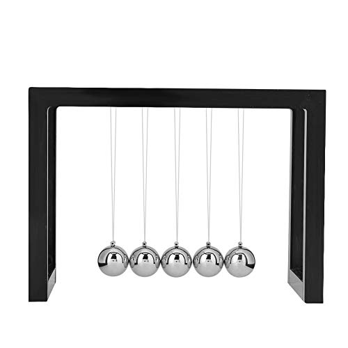 MAGT Pendulo De Newton, Pendulo de Newton Bola de Equilibrio, Juguete de Escritorio de Bola de péndulo de Ciencia física de Metal decoración de Oficina en casa(Negro)